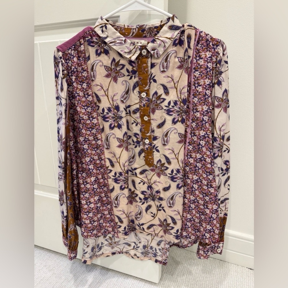 Xirena S Kiera Silk Cotton Blend Top Blouse Retails $290